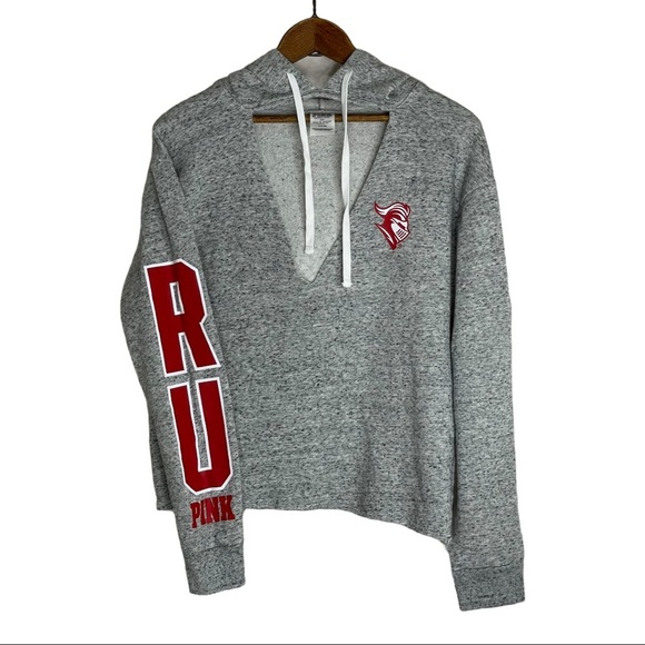 PINK Victoria's Secret Collegiate Rutgers University Grey Key Hole Sweatshirt - Picture 9 of 10